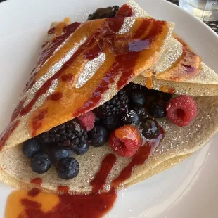 Hot Chocolate and Berry Crepes