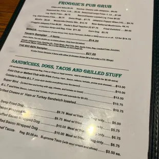 the menu