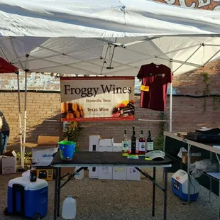 a table set up under a tent