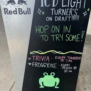 a sign for a drink