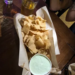 Froggy sauce and chips. So good!