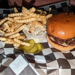 a burger and french fries