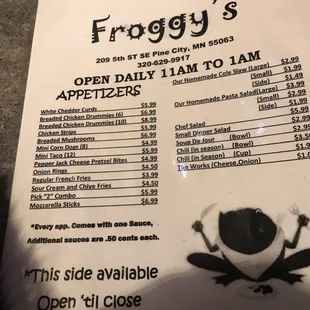 Menu front
