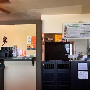 the counter area of a restaurant