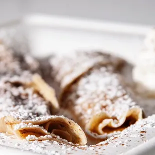 Cinnamon Roll Crepe: butter, sugar, cinnamon.