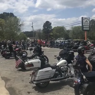 a line of motorcycles