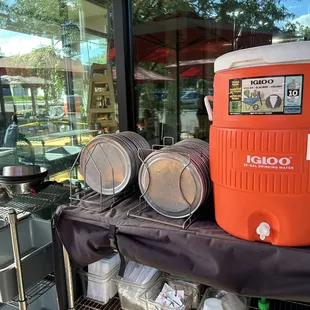 Area to grab dog bowls and fill water