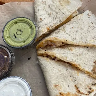 Chicken Quesadilla with all the sides