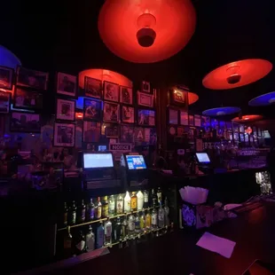 a bar with a lot of lights