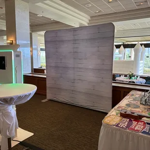 Photo booth at Ko&apos;olau Glass ballroom for a First birthday