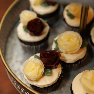 Chocolate cupcakes with vanilla buttercream.