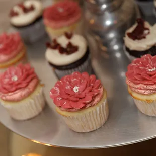 Vanilla cupcakes with fresh strawberry buttercream.