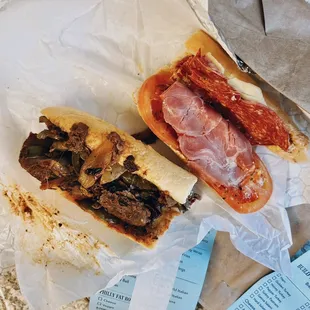 Traditional Philly cheesesteak / $8.99, w/ double meat / $3.50 + Sicilian / $8.99. Uber Eats pricing