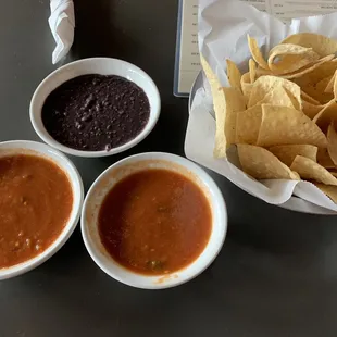 Their salsa's with black bean dip. No bueno they use a lot of chipotle sauce instead of fresh tomatoes and peppers.