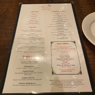 a menu for a restaurant