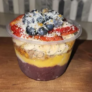 a dessert in a plastic container