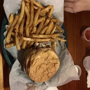Three Cheese Burger and Fries