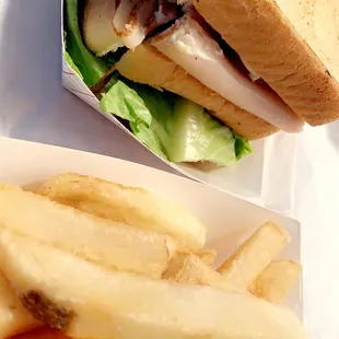 a sandwich and french fries