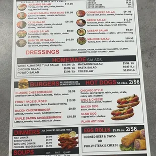 a menu for a restaurant