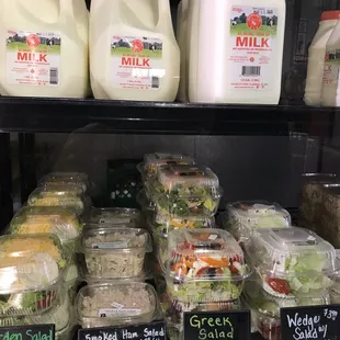 Milk and salads