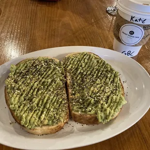 Avocado toast and latte