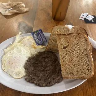 Two Eggs, Sausage and Toast