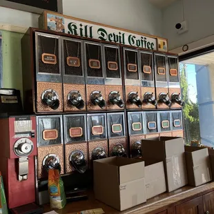 Inside, fresh roasted coffee beans