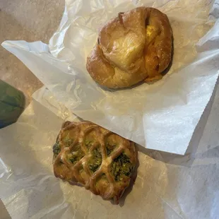 Spinach feta pastry and ham and cheese pastry