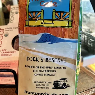 A bag of coffee beans .. you can go online and order coffee by mail too