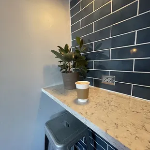 a coffee cup on a counter