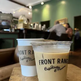 honey lavender latte, small drip coffee