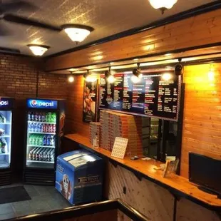 the inside of a deli