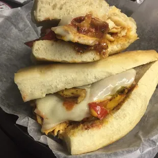 The Atlantic City Sub w chicken mushrooms onions and extra sauce. So delish