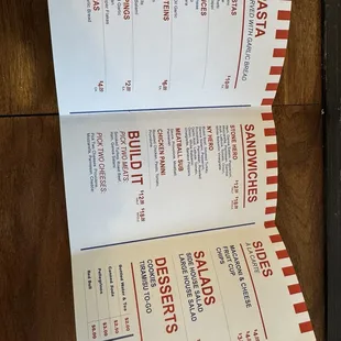 Menu as of Jan 2025