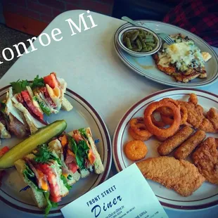 two plates of food on a table
