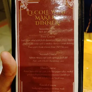 a menu for a restaurant