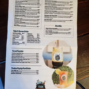 a menu for a coffee shop