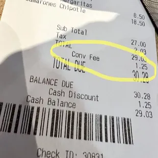 Beware -UPCHARGE!!! Watch you bill for a 'Convenience Fee' for using Your credit card to give business to Fronteras