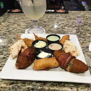 a plate of appetizers