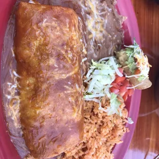 GB burrito with beans and rice