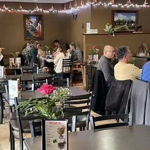 A clean and attractive dining area, festive decor, friendly employees, and what looked to be some regulars, always a good sign!