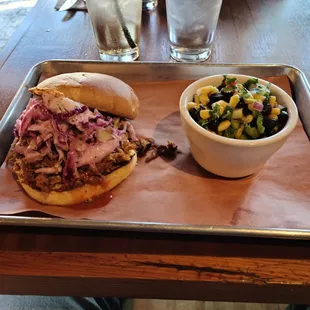 pork sandwich with texas caviar