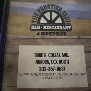 Menu and address.