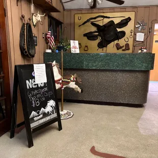 the front desk of the restaurant