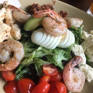 Cobb salad with shrimp