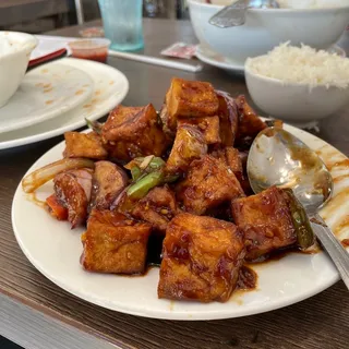Szechuan Eggplant with Fried Tofu*