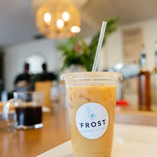 a cold beverage in a plastic cup