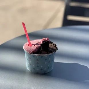 Dark chocolate and raspberry sherbet!!!