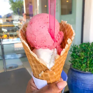 Best gelato ever! Top: strawberries and champagne, bottom:almond