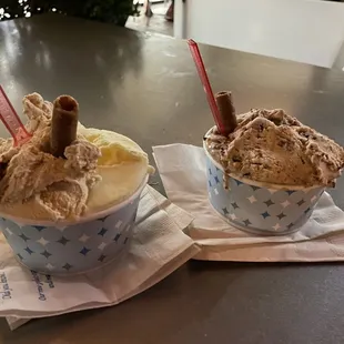 two cups of ice cream